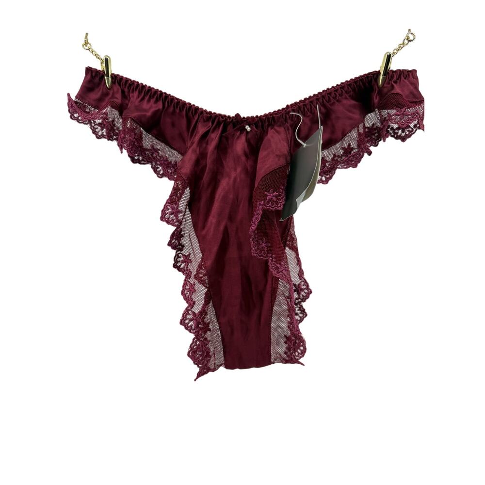 Simply Silk Tanga Lace Silk Womens Panty Burgundy Womens 7 Large